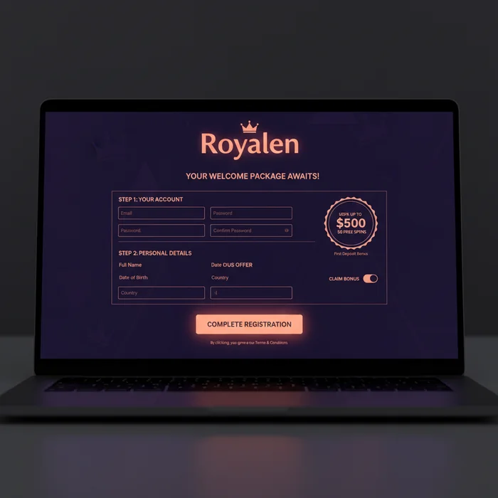 Royalen registratieformulier — accountaanmaak met e-mail en wachtwoordvelden